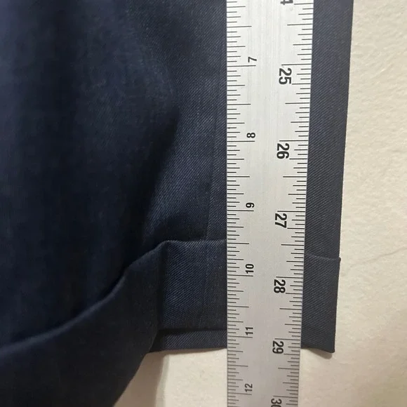 Jos A Bank Trousers Men 35x29 Navy Blue Pleated Cuffed Classic 100% Wool Slacks - Picture 6 of 11